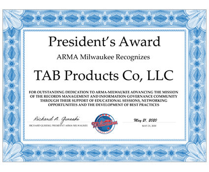TAB accepts ARMA Milwaukee President's Award